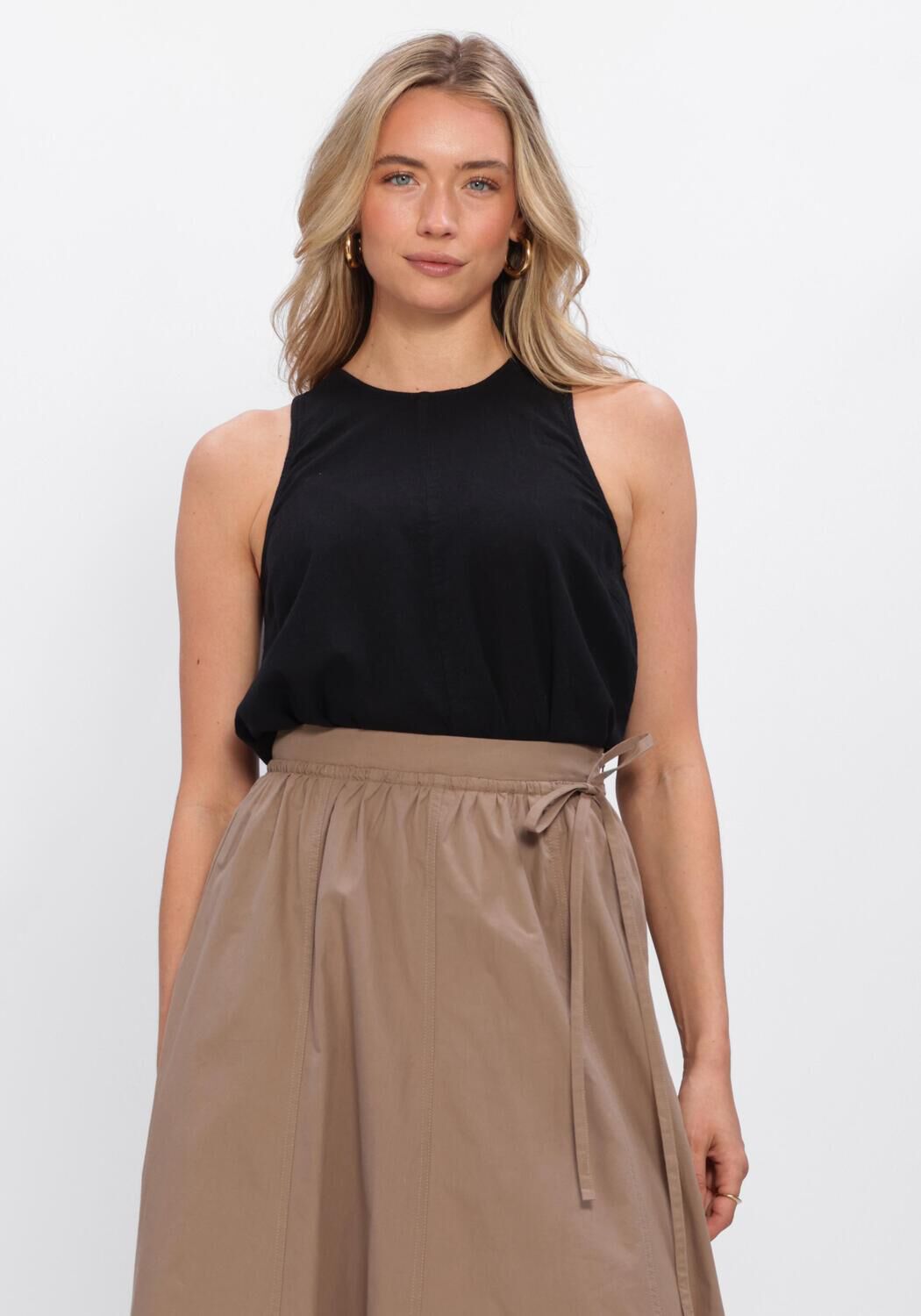 Schwarze SELECTED WOMEN Top SLFLUISA SL LINEN BLEND TOP - large