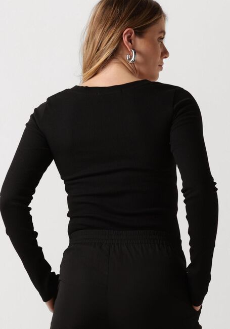 Schwarze CALVIN KLEIN Tops & T-shirts WOVEN LABEL V-NECK LONG SLEEVE - large
