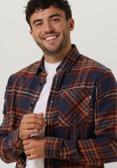 Blaue CAST IRON Casual-Oberhemd LONG SLEEVE SHIRT BRUSHED TWILL CHECK REGULAR FIT - large