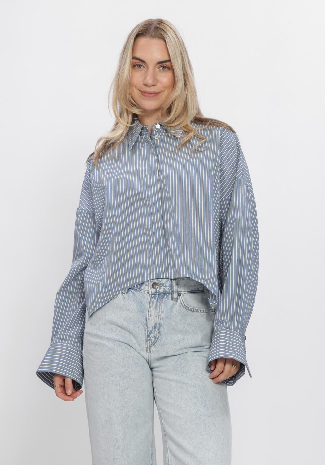 Blaue DRYKORN Blusen OSHIA STRIPE BLOUSE - large