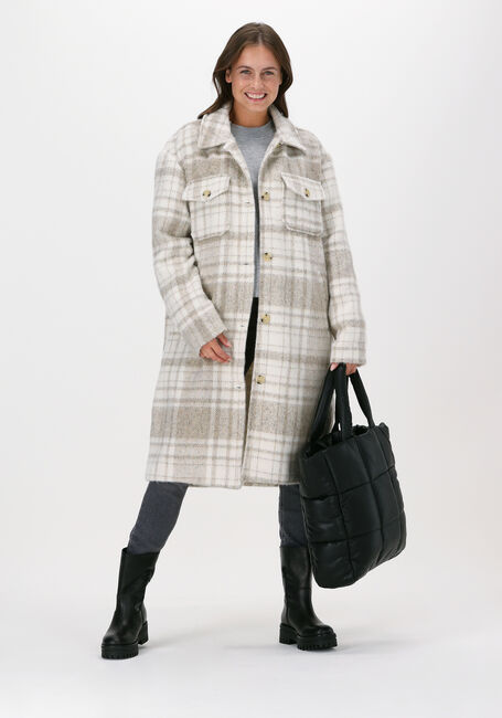 Beige NA-KD Mäntel BRUSHED CHECKED CHEST POCKET L - large