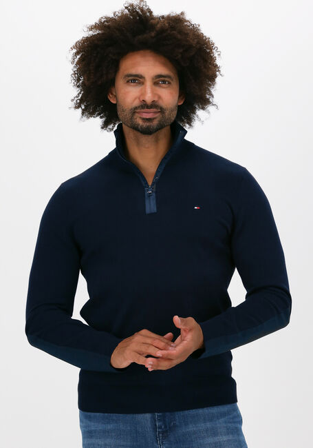 Dunkelblau TOMMY HILFIGER Pullover MIXED MEDIA ZIP MOCK - large