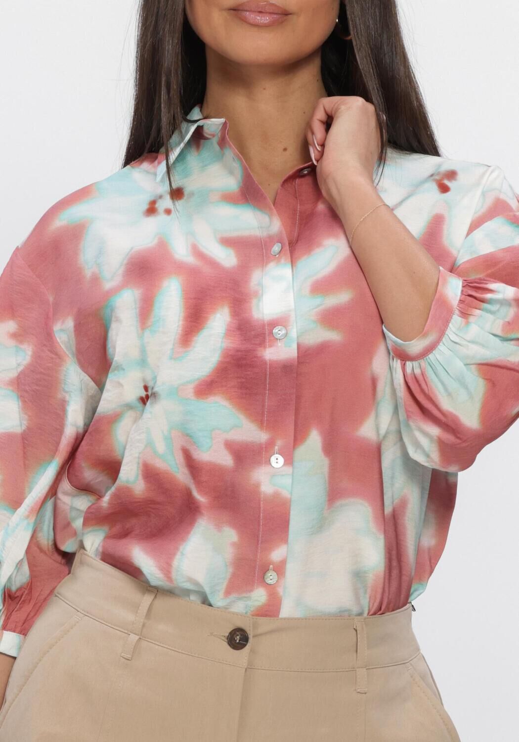 Mehrfarbige/Bunte JANSEN AMSTERDAM Blusen PIP BLOUSE WF 761 3/4 PUFFED SLEEVE WIDE FIT - large