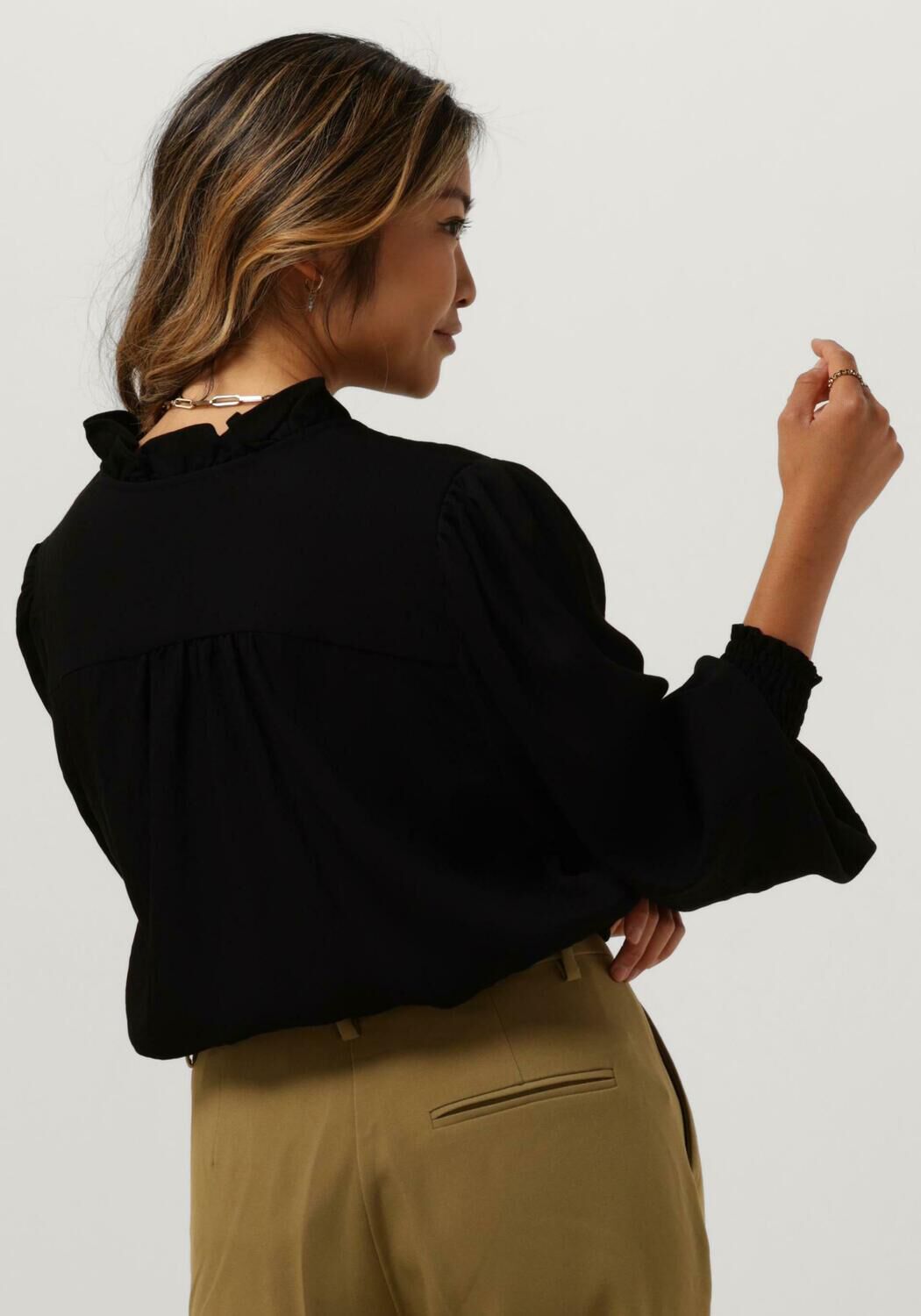 Schwarze CO'COUTURE Blusen SUEDA FRILL SHIRT - large