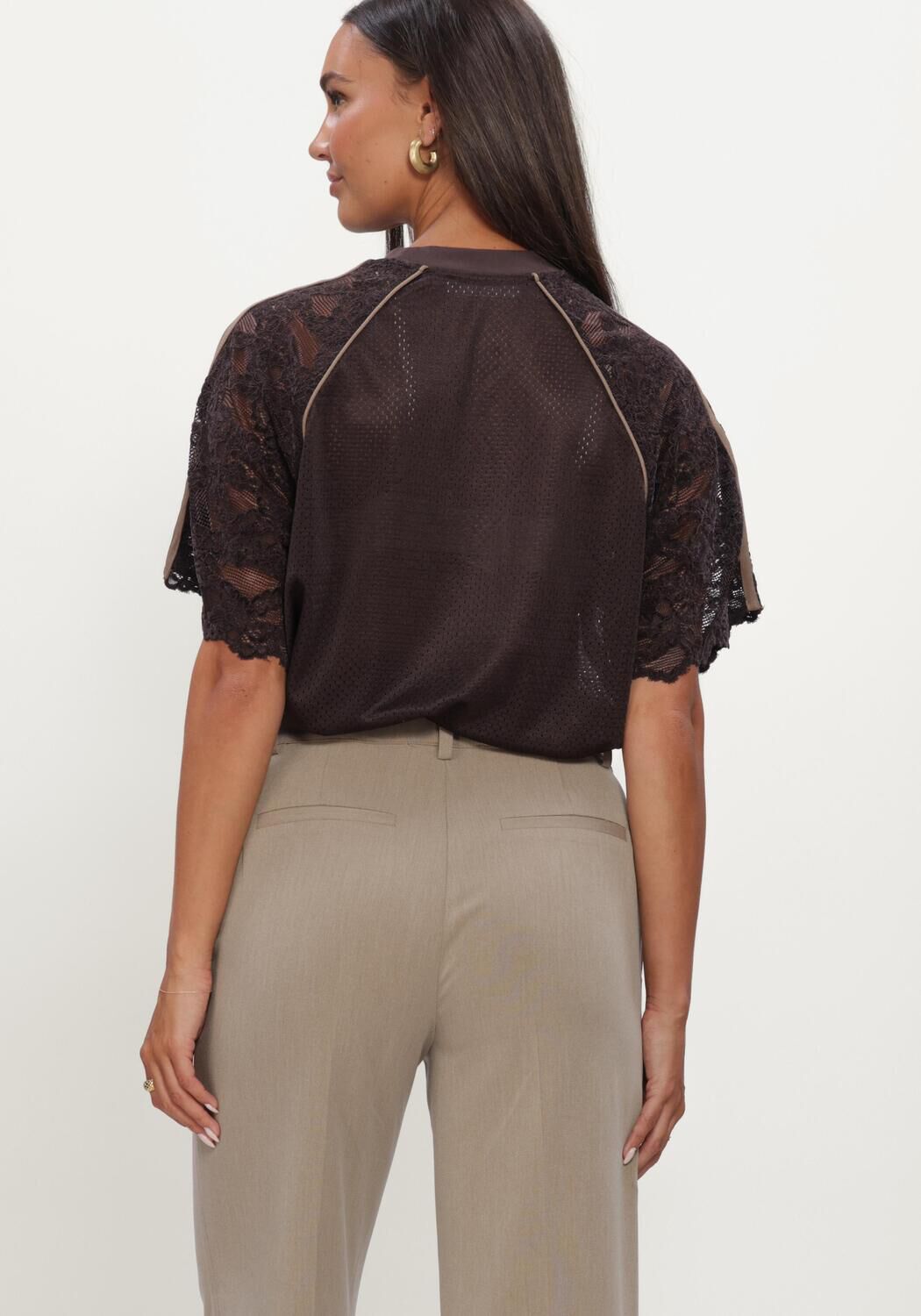 Braune CO'COUTURE Top TREYCC LOGO LACE TEE - large