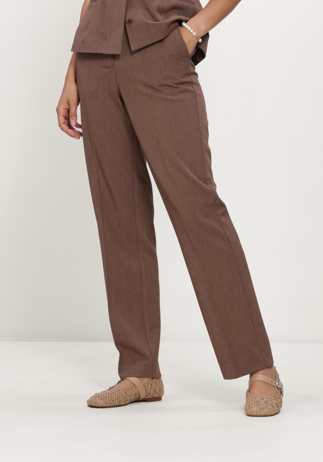 Braune OBJECT Hose OBJLISA MW STRAIGHT PANT NOOS - large