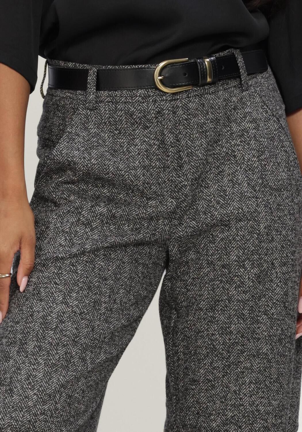 Graue CAMBIO Weite Hose ORLY PLAIN HERRINGBONE JERSEY JACQUARD - large