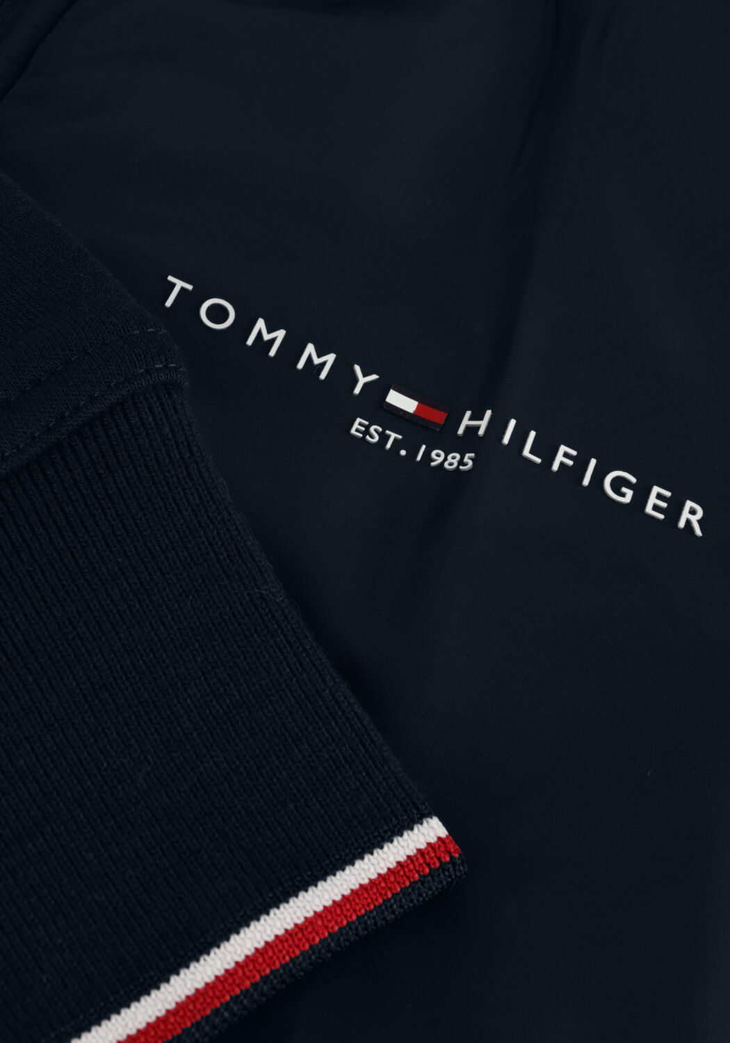 Dunkelblau TOMMY HILFIGER Strickjacke TOMMY LOGO MIX MEDIA STAND ZIP - large