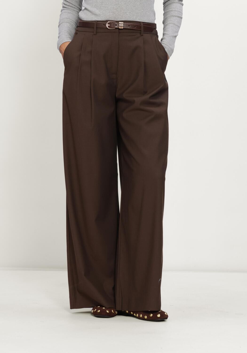 Braune ALIX THE LABEL Weite Hose LADIES WOVEN WIDE LEG PANTS - large