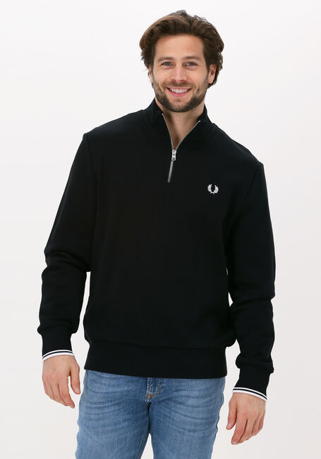 Schwarze FRED PERRY Sweatshirt HALF ZIP SWEATSHIRT - large