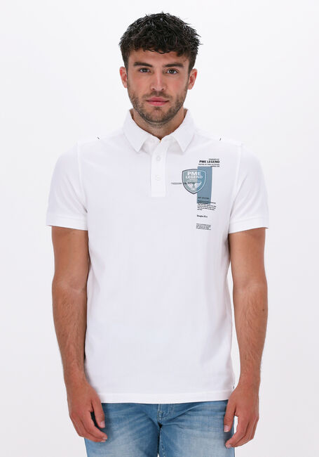 Weiße PME LEGEND Polo-Shirt SHORT SLEEVE POLO STRETCH PIQUE - large