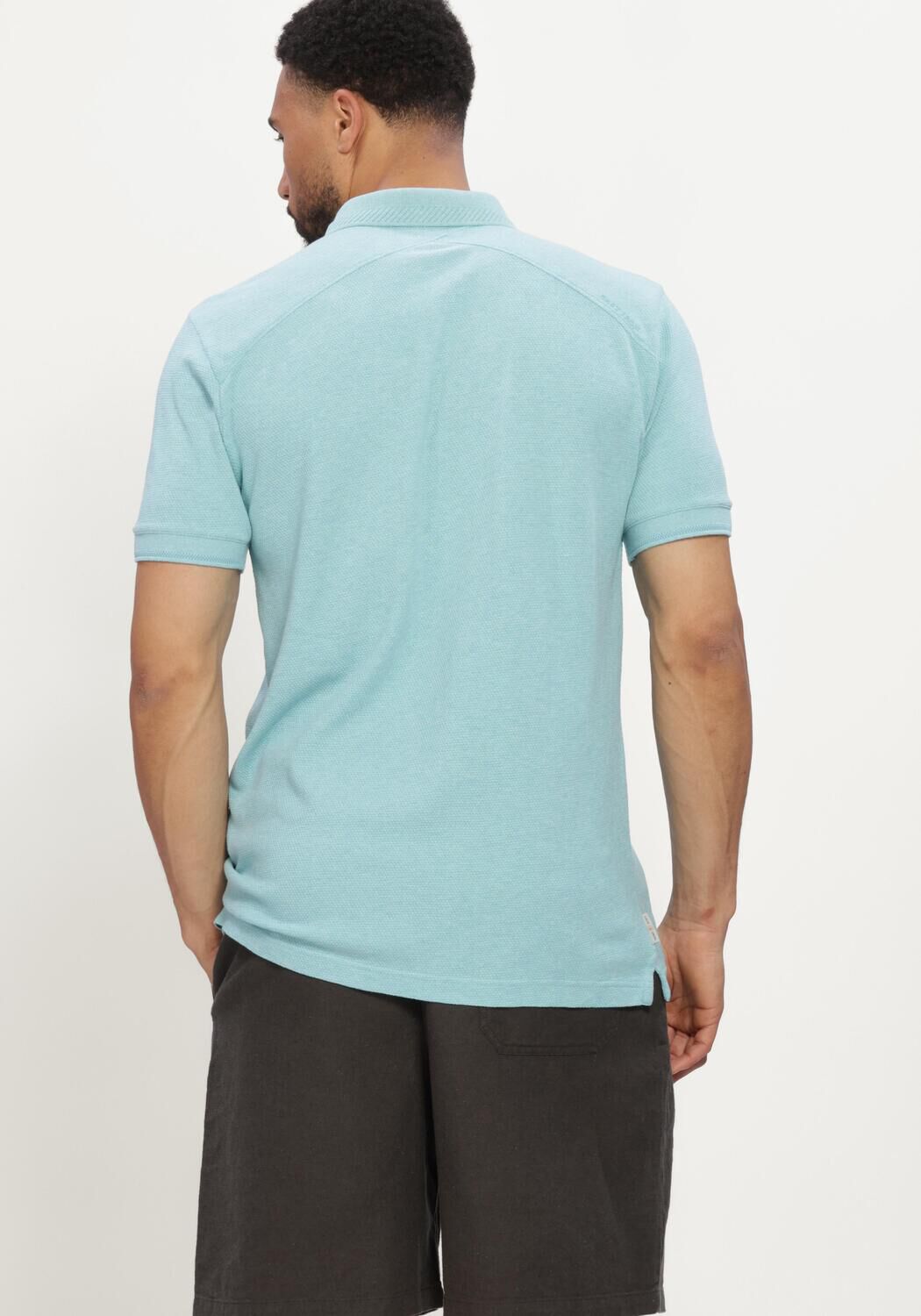 Hellblau CAST IRON Polo-Shirt SHORT SLEEVE POLO SLIM FIT POPCORN JERSEY MELANGE - large