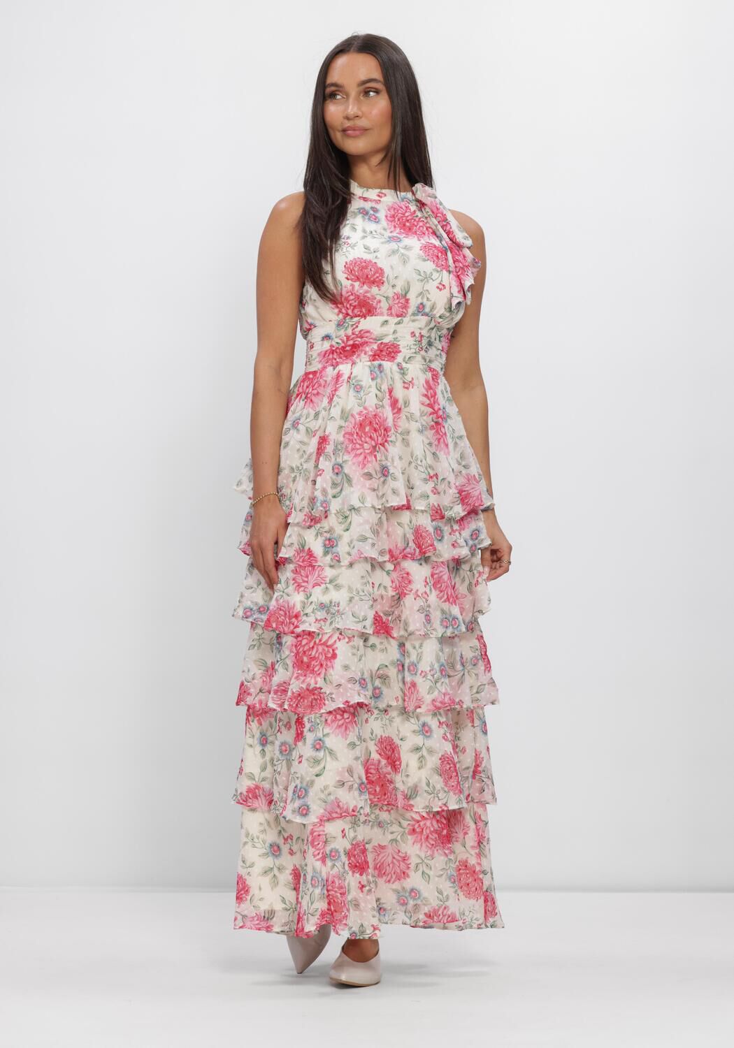 Creme NEO NOIR Maxikleid MARLI BIG FLOWER DRESS - large