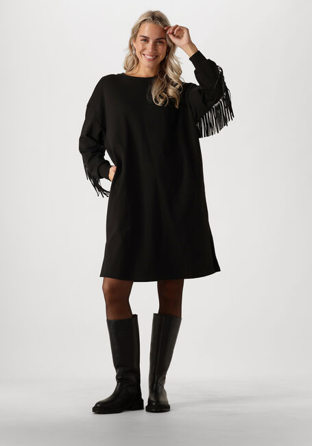 Schwarze CO'COUTURE Minikleid STUDCC FRINGE SWEAT DRESS - large