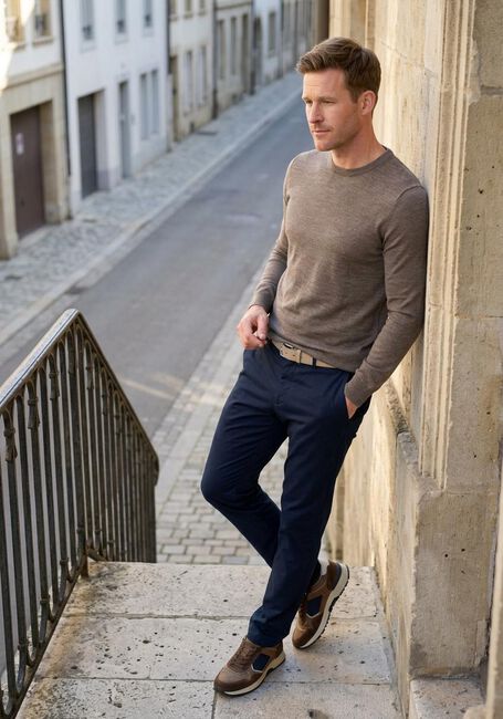 Braune STEFANO LAURAN Pullover CREW - large