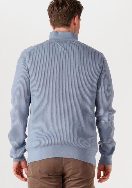 Blaue TOMMY HILFIGER Pullover PIMA ORG CTN CASH STRUCTURE ZIP MOCK - large