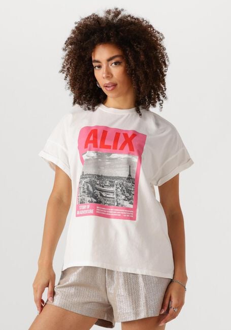 Weiße ALIX THE LABEL T-shirt LADIES KNITTED PHOTOPRINT T-SHIRT - large