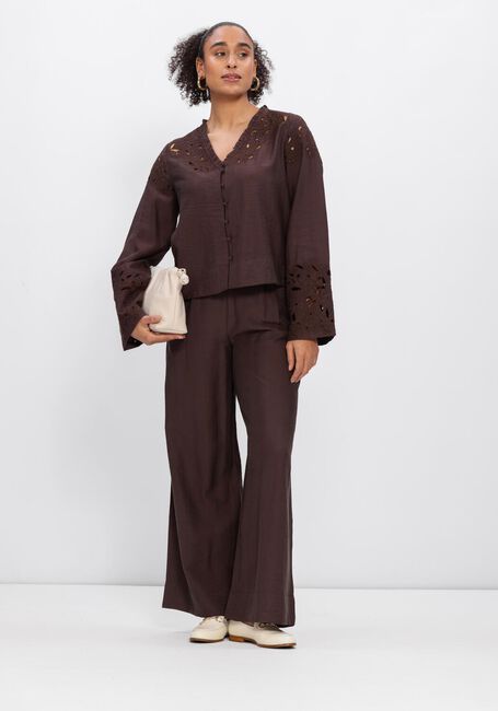 Braune OBJECT Blusen OBJLISA YUI L/S RE V-NECK TOP - large