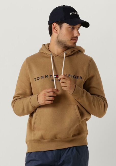 Camelfarbene TOMMY HILFIGER Pullover TOMMY LOGO HOODY - large