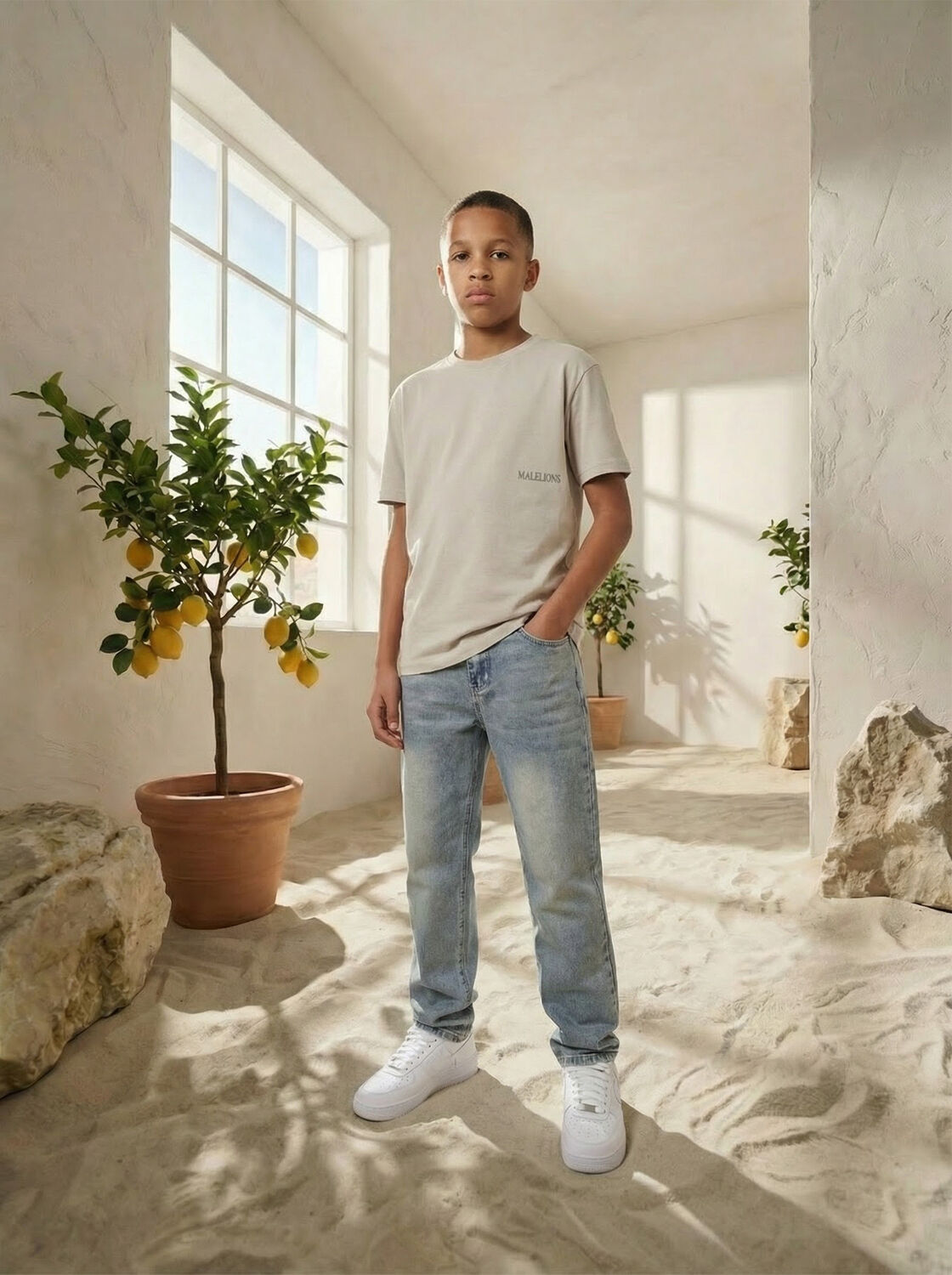 Khaki MALELIONS T-shirt RELAXED LAGO T-SHIRT - large