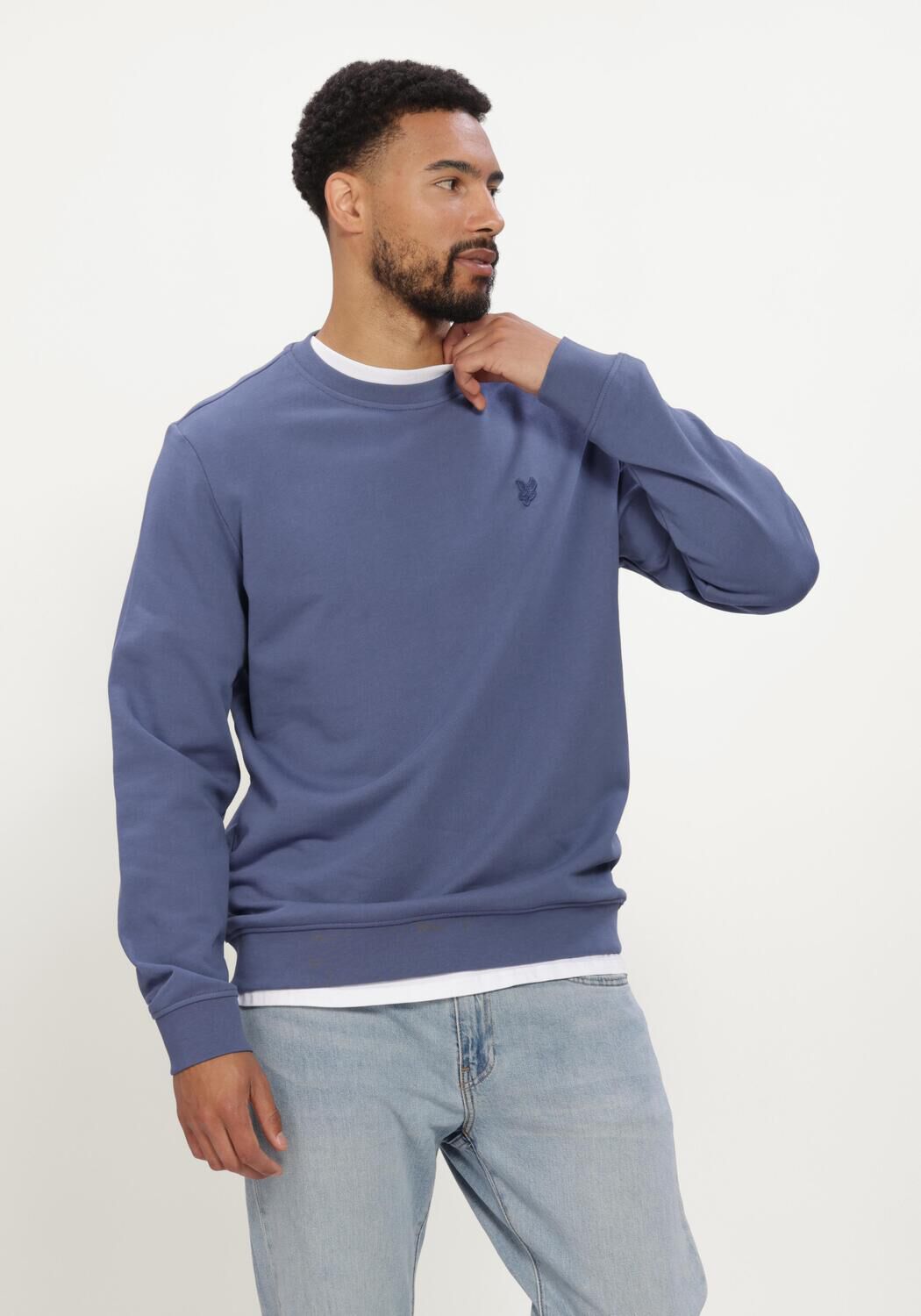 Blaue LYLE & SCOTT Pullover SUPERFINE CREW NECK SWEATSHIRT - large