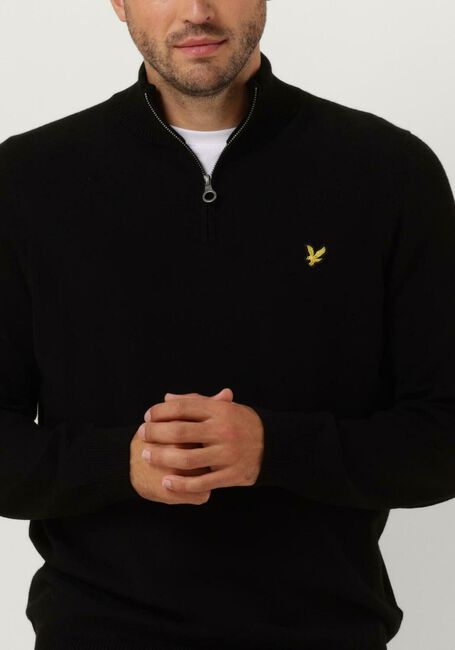 Schwarze LYLE & SCOTT Pullover COTTON MERINO QUARTER ZIP JUMPER - large