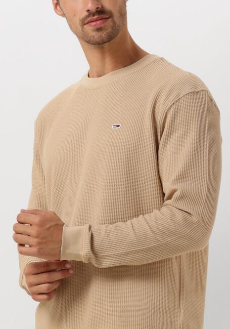 Beige TOMMY JEANS Pullover TJM REG WAFFLE L/S TEE - large
