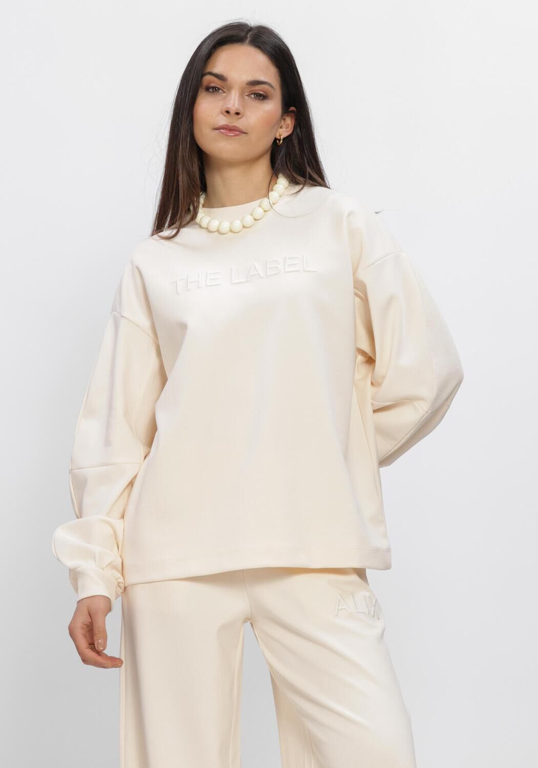 Creme ALIX THE LABEL Sweatshirt LADIES KNITTED BALLOON SLEEVE SWEATER