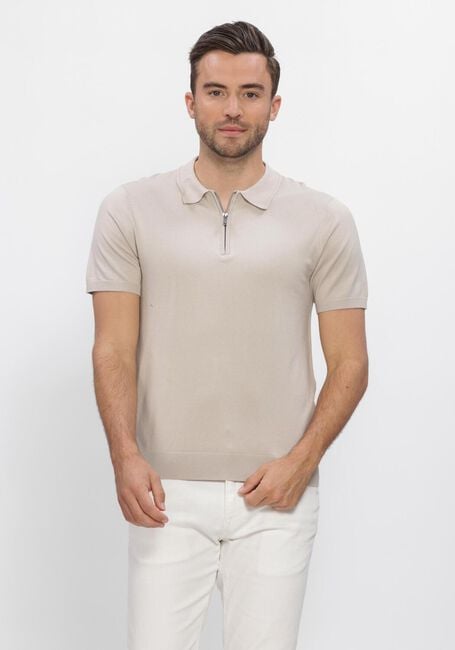 Beige PURE PATH Polo-Shirt ZIP KNITTED POLO - large