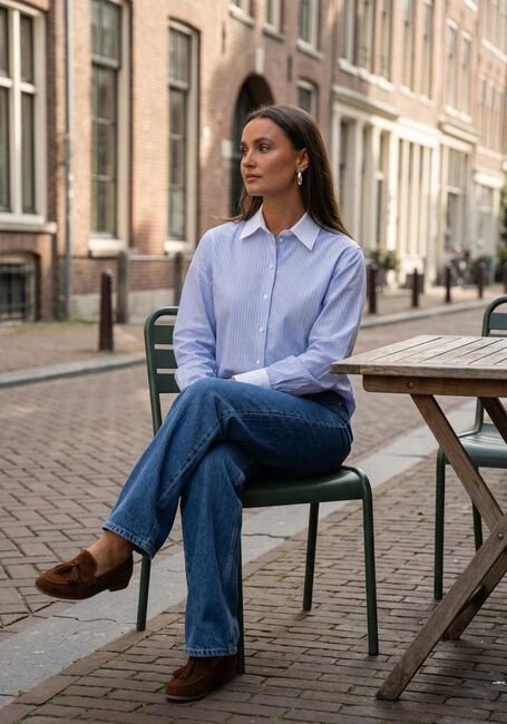 Hellblau SELECTED WOMEN Blusen SLFILINA RELAXED CONTRAST LS SHIRT - large