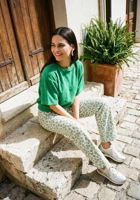 Creme BY-BAR Weite Hose IEW GREEN CHEETAH PANT - large