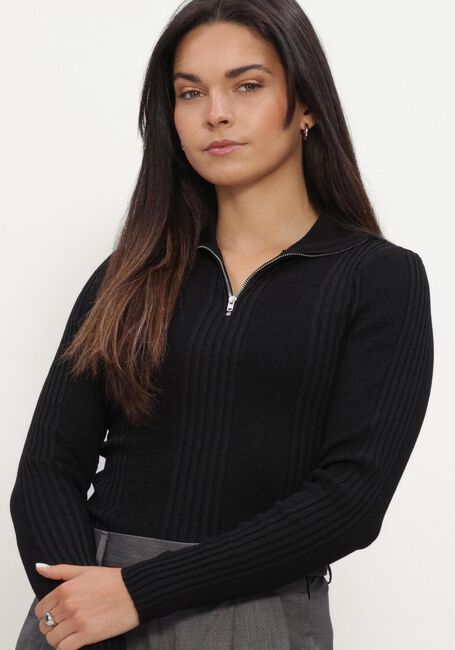 Schwarze MODSTR&Ouml;M Langarmshirts KRISSAMD ZIP T-NECK - large