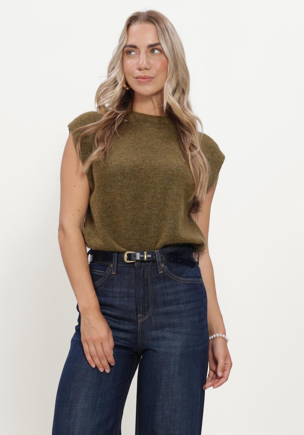 Olive SELECTED WOMEN Pullover SLWLULU SL KNIT VEST - large
