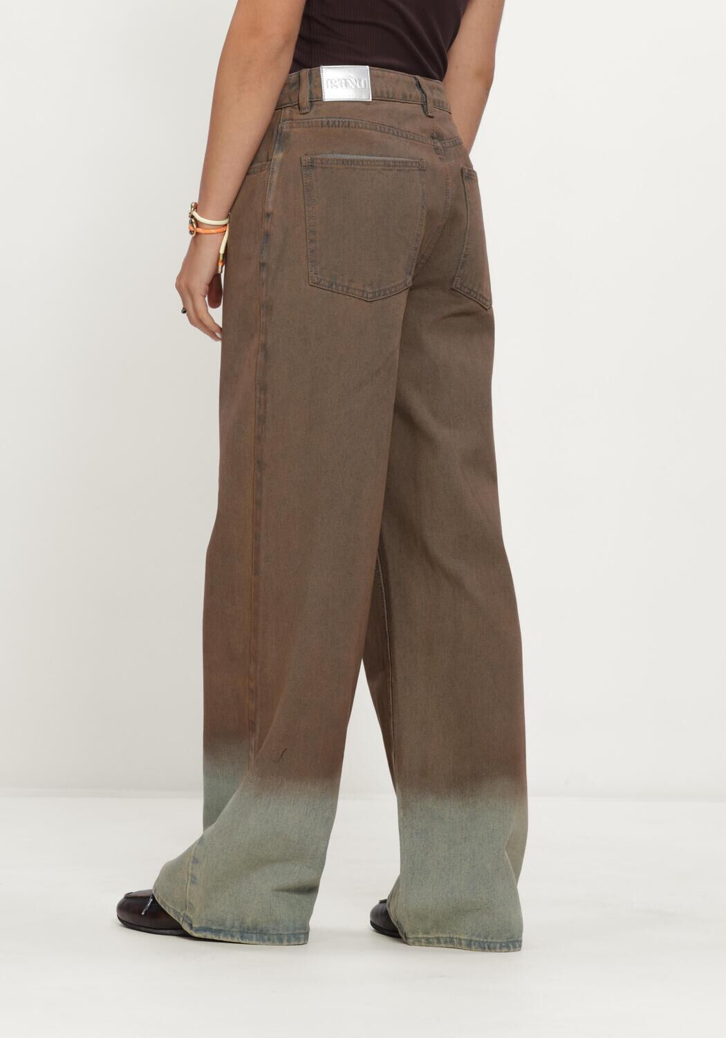 Braune REFINED DEPARTMENT Wide jeans LADIES WOVEN WASHED DENIM PAYTON - large