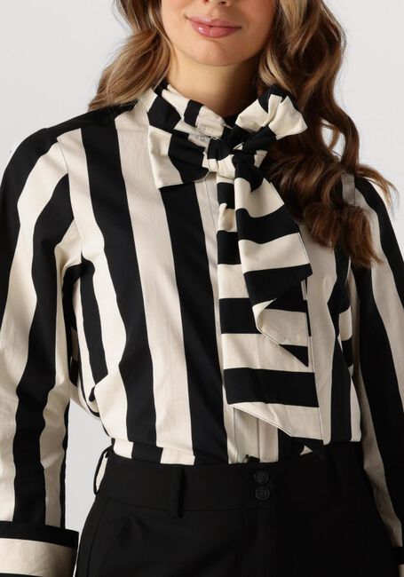Schwarze SUMMUM Blusen BLOUSE BOW STRIPE PRINTED - large
