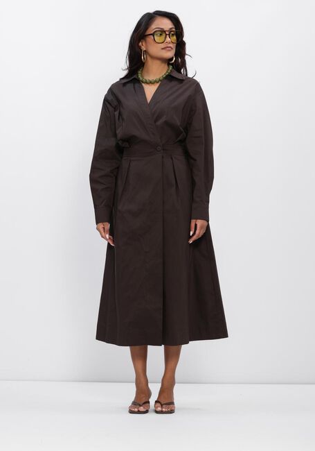 Braune NEO NOIR Midikleid OTTANA POPLIN DRESS - large