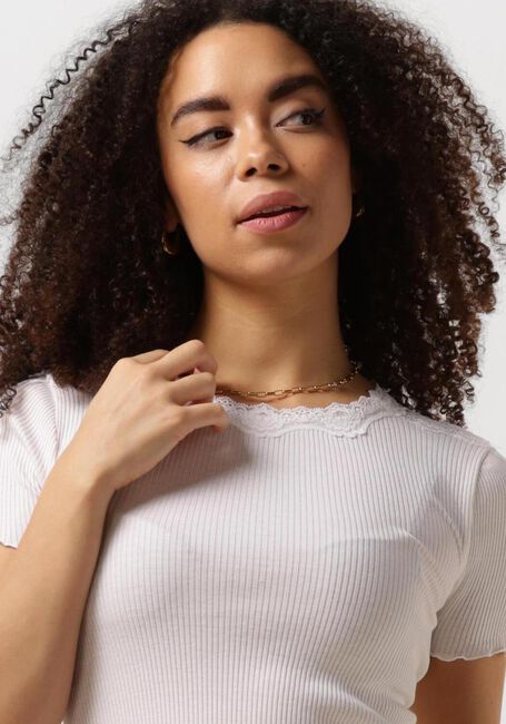 Weiße ROSEMUNDE T-shirt BENITA SILK T-SHIRT W/ LACE - large