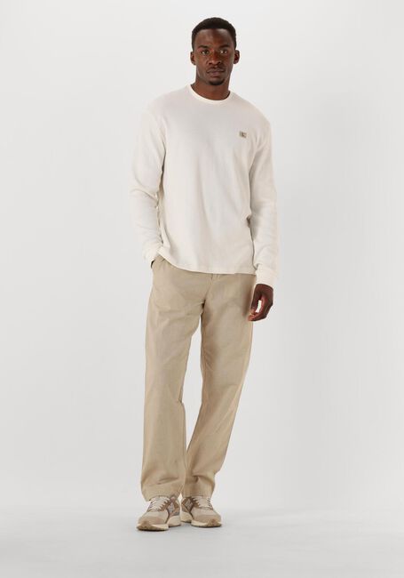 Ecru CALVIN KLEIN Pullover LS WAFFLE BADGE CREWNK TEE - large