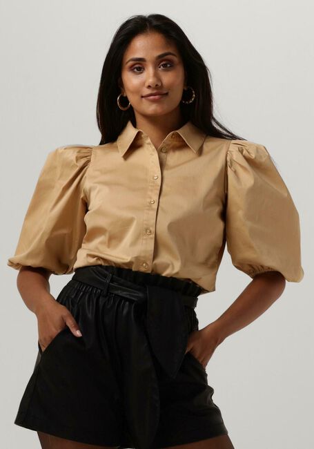 Camelfarbene NOTES DU NORD Blusen KIRA SHORT SLEEVE SHIRT - large