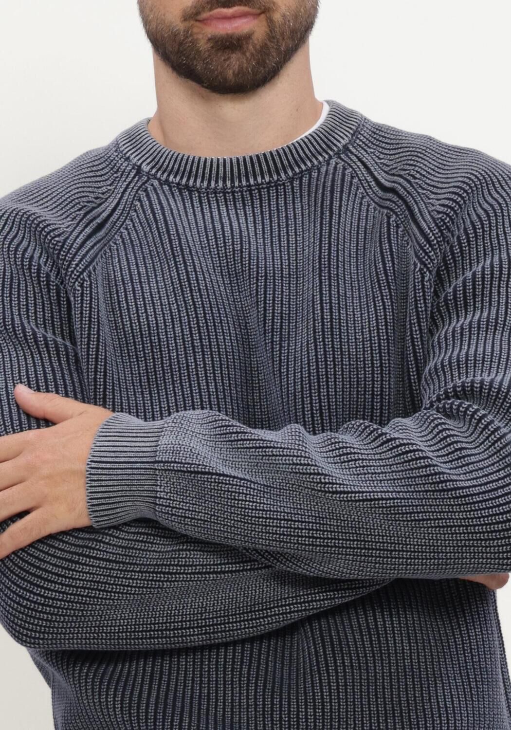 Dunkelblau ANERKJENDT Pullover AKSUNE WASHED PATENT KNIT - large