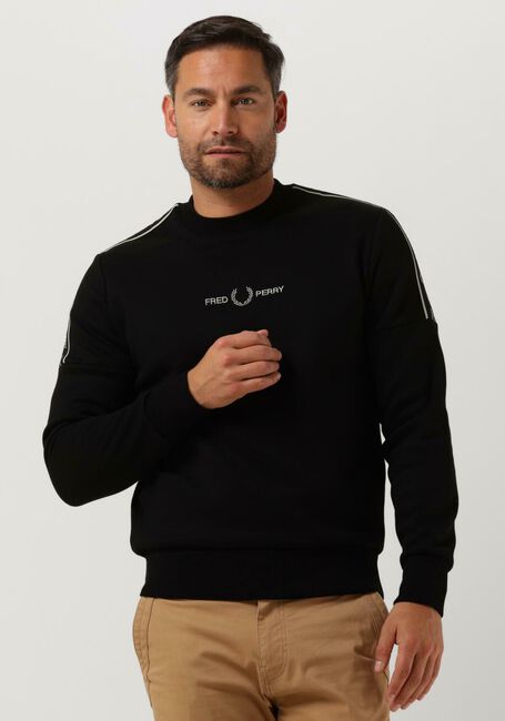 Schwarze FRED PERRY Sweatshirt TAPE SLEEVE SWEATSHIRT - large