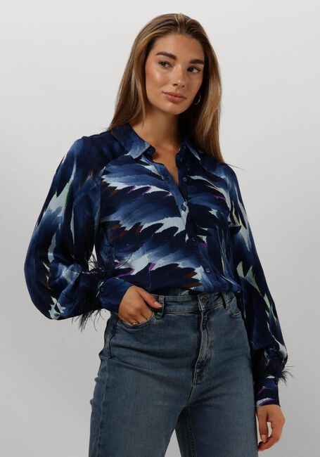 Blaue POM AMSTERDAM Blusen FEATHERS BLUE - large