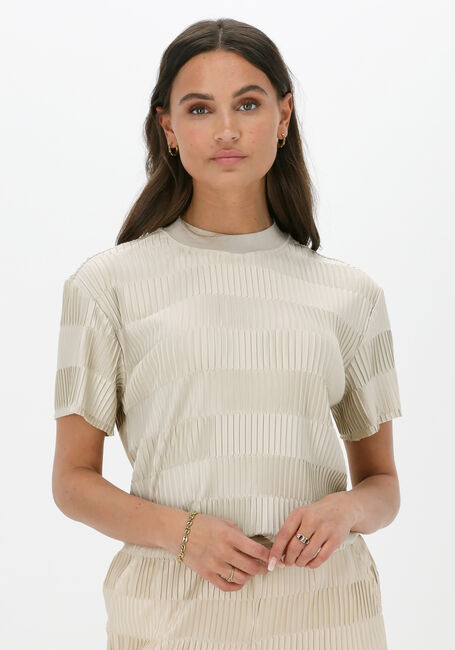 Beige ANOTHER LABEL T-shirt JERSEY PLEATED - large