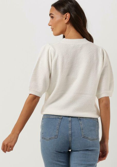 Ecru CC HEART Pullover ELSA DIAMOND KNIT BLOUSE, SHORT SLEEVES - large