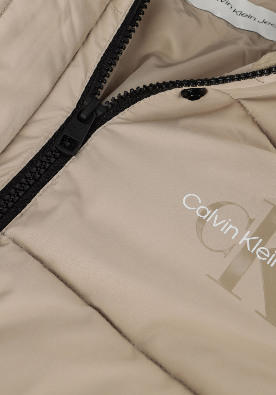 Beige CALVIN KLEIN Wattierte Jack MONOLOGO NON DOWN LONG PUFFER - large
