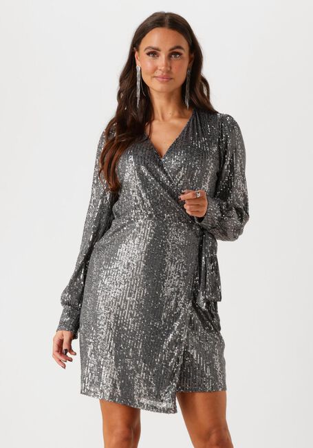 Silberne COLOURFUL REBEL Minikleid XITA SEQUINS REAL WRAP DRESS - large
