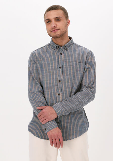 Blaue ANERKJENDT Casual-Oberhemd AKKONRAD SLUB STRIPE SHIRT - large