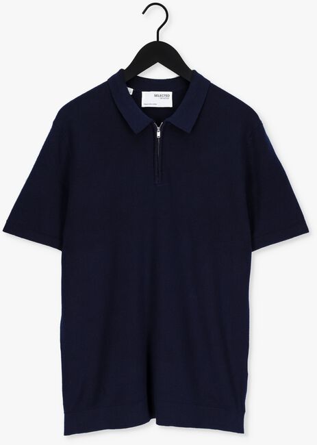 Dunkelblau SELECTED HOMME Polo-Shirt SLHFLORENCE SS KNIT ZIP POLO B - large