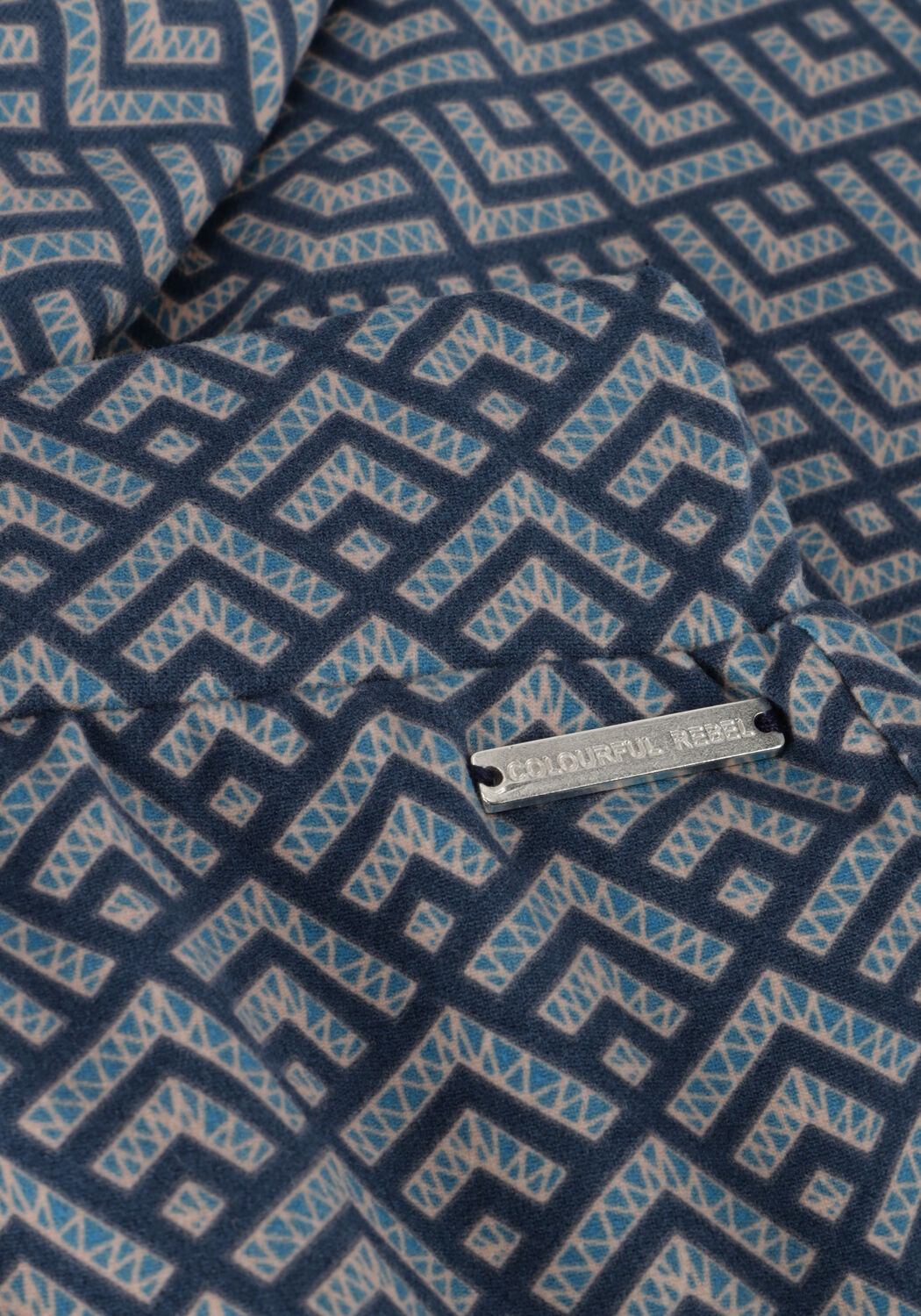 Blaue COLOURFUL REBEL Schlaghose SMALL GEO PEACHED EXTRA FLARE PANTS - large