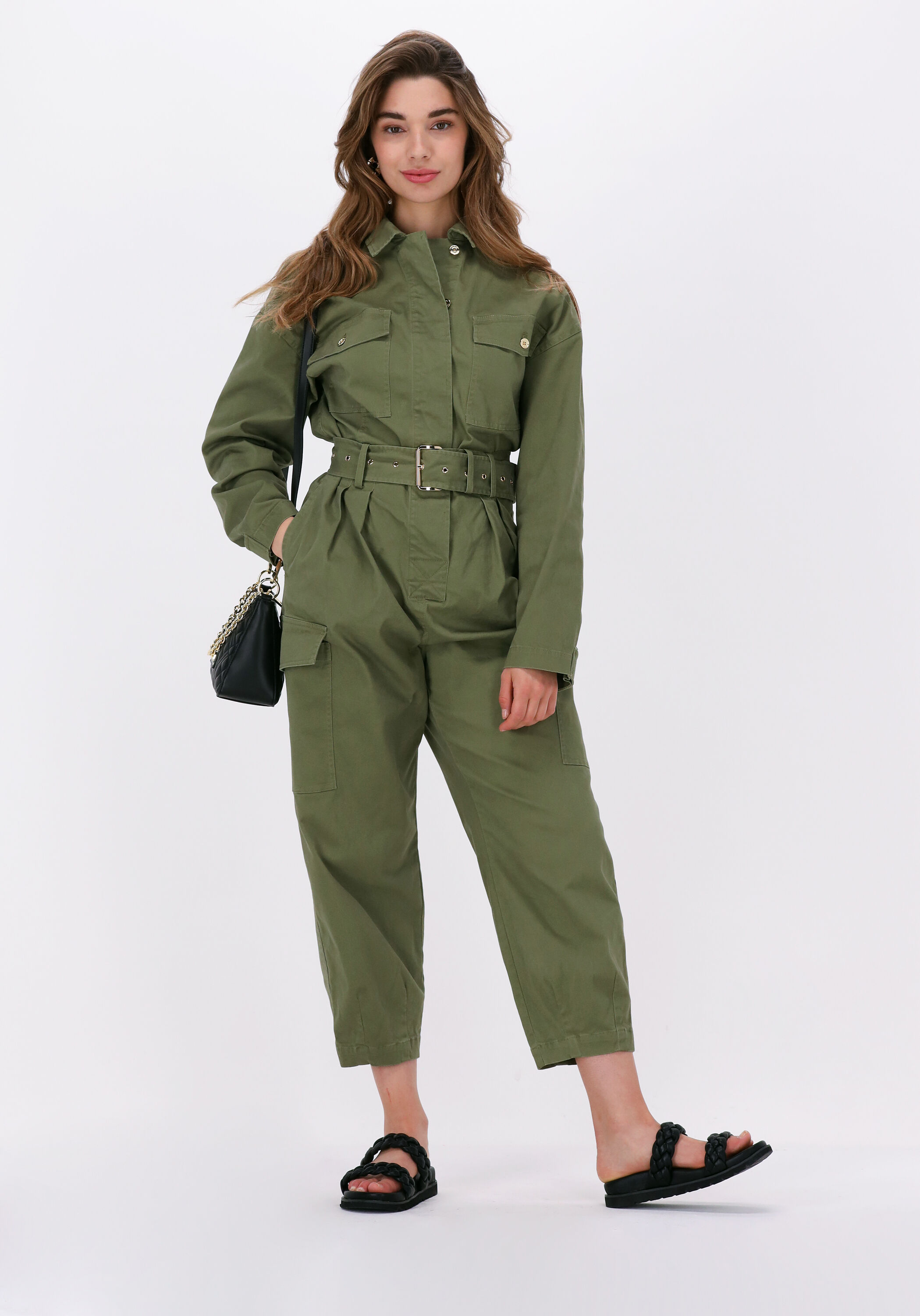 Olive MICHAEL KORS Jumpsuit MK BELT BOILER JUMPSUIT Omoda